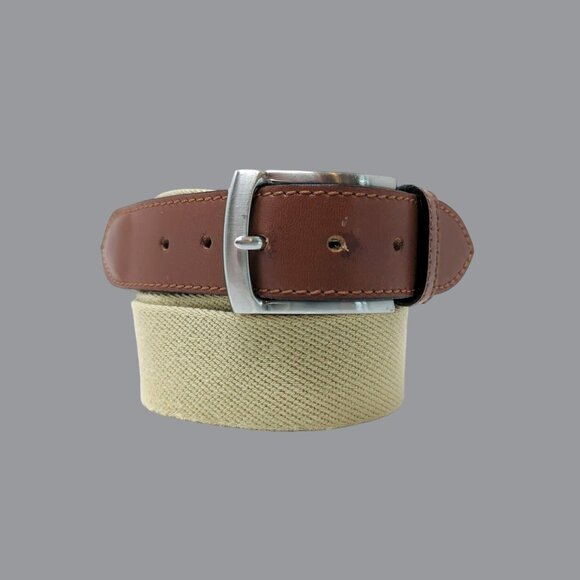 Vintage Amboise Webbed Belt 42 Large Tan Elastic - Picture 1 of 6
